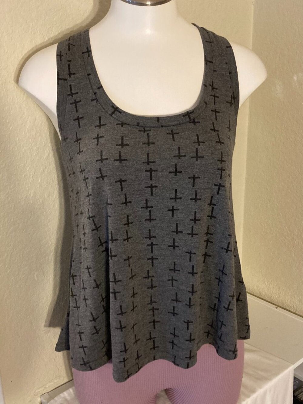 Seductions Hi-Low Tank Top with Mini Crosses